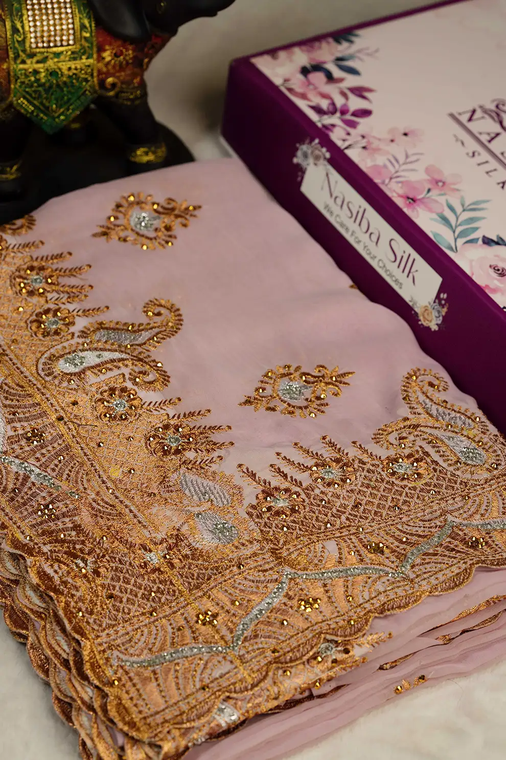 Light pink Soft Chiffon Georgette Saree